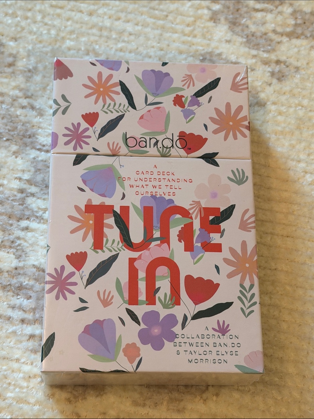 ban.do Tune In Floral Card Deck — Pink with Purple & Green Accents